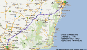sydney melbourne road map