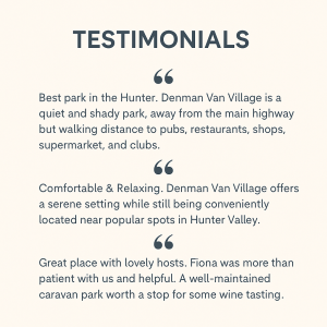 denman van village testimonials for the hunter valley